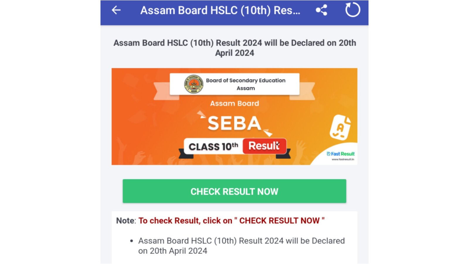 Assam HSLC Result 2024 Date Assam HSLC Result 2024 Date